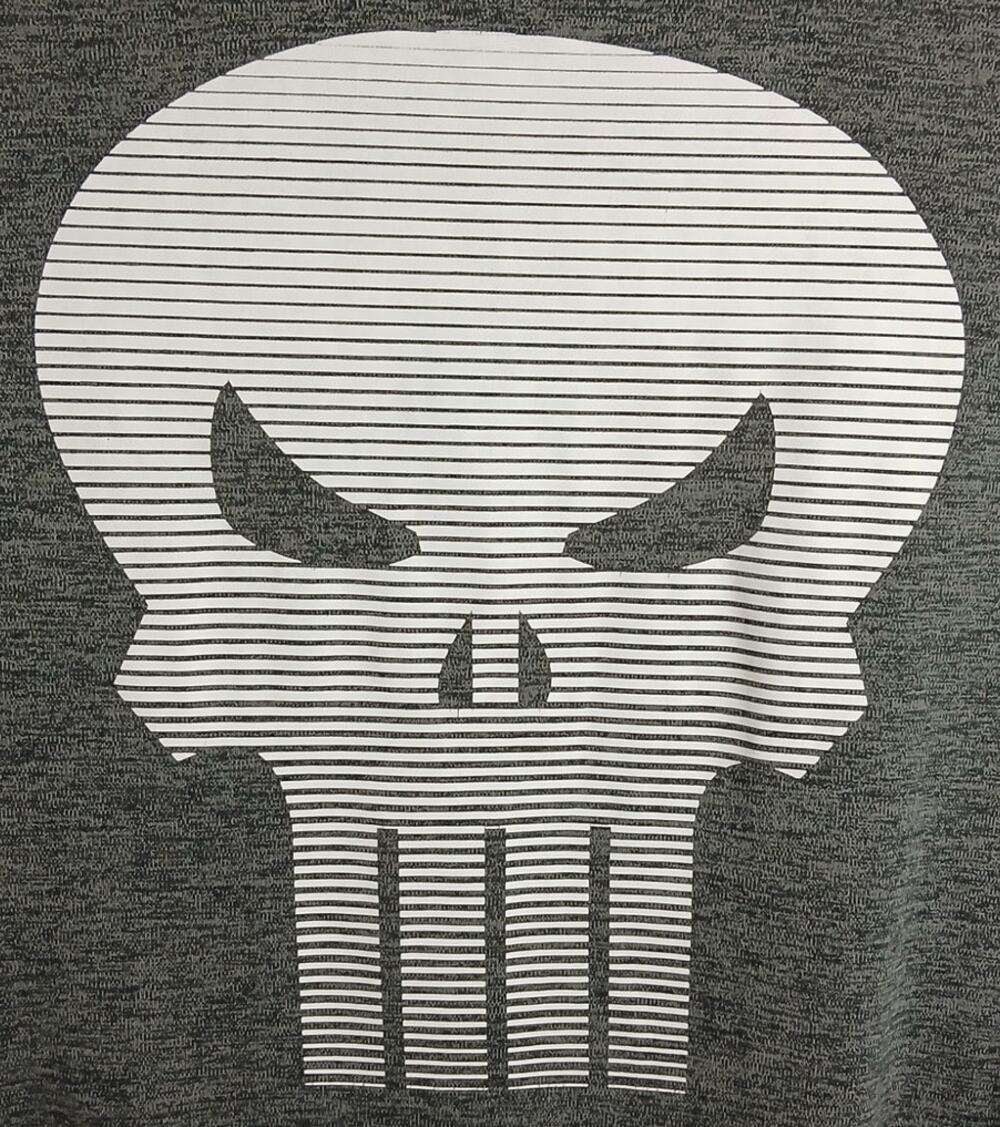 Marvel Punisher Shirt Mens XL Gray Polyester Athletic Vented Skull Graphic Tee